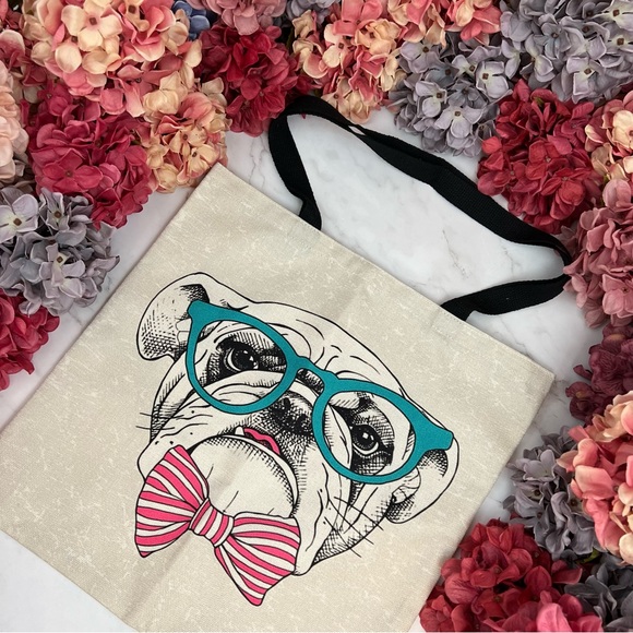 Eco-Friendly Preppy English Bulldog Folding Tote Bag - Picture 4 of 14